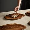 Japanese Acacia Wood Leaf-shaped Dinner Plate & Tea Tray for Snacks, Pastries, and Fruit