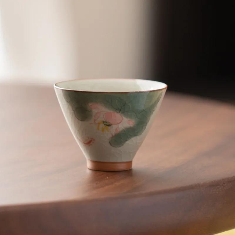 Chinese Style Ge Kiln Master Cup Handmade Ceramic Tea Cup Single Cup Tea Tasting Cup Kung Fu Tea Set Teacup
