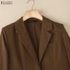 ZANZEA Women Notched Lapel Casual Long Sleeve Thin Cardigan Blazer