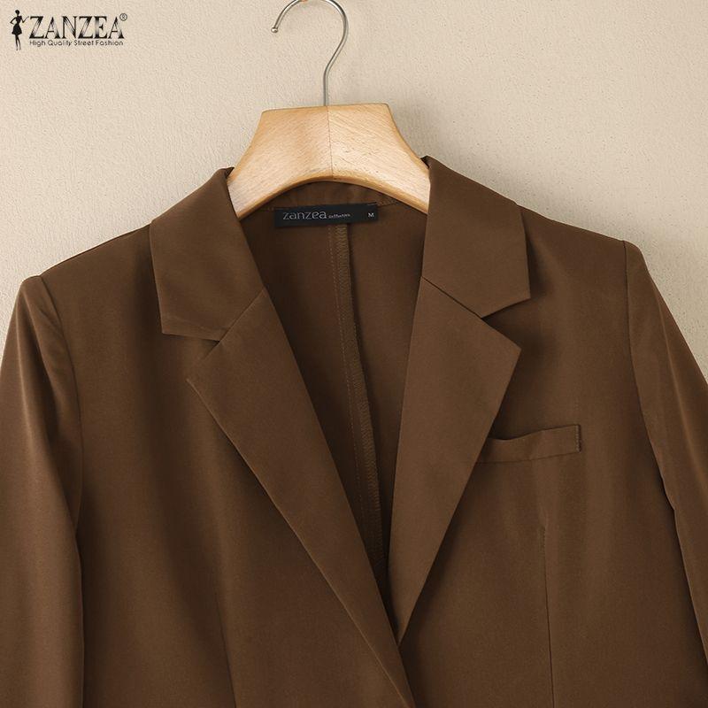 ZANZEA Women Notched Lapel Casual Long Sleeve Thin Cardigan Blazer
