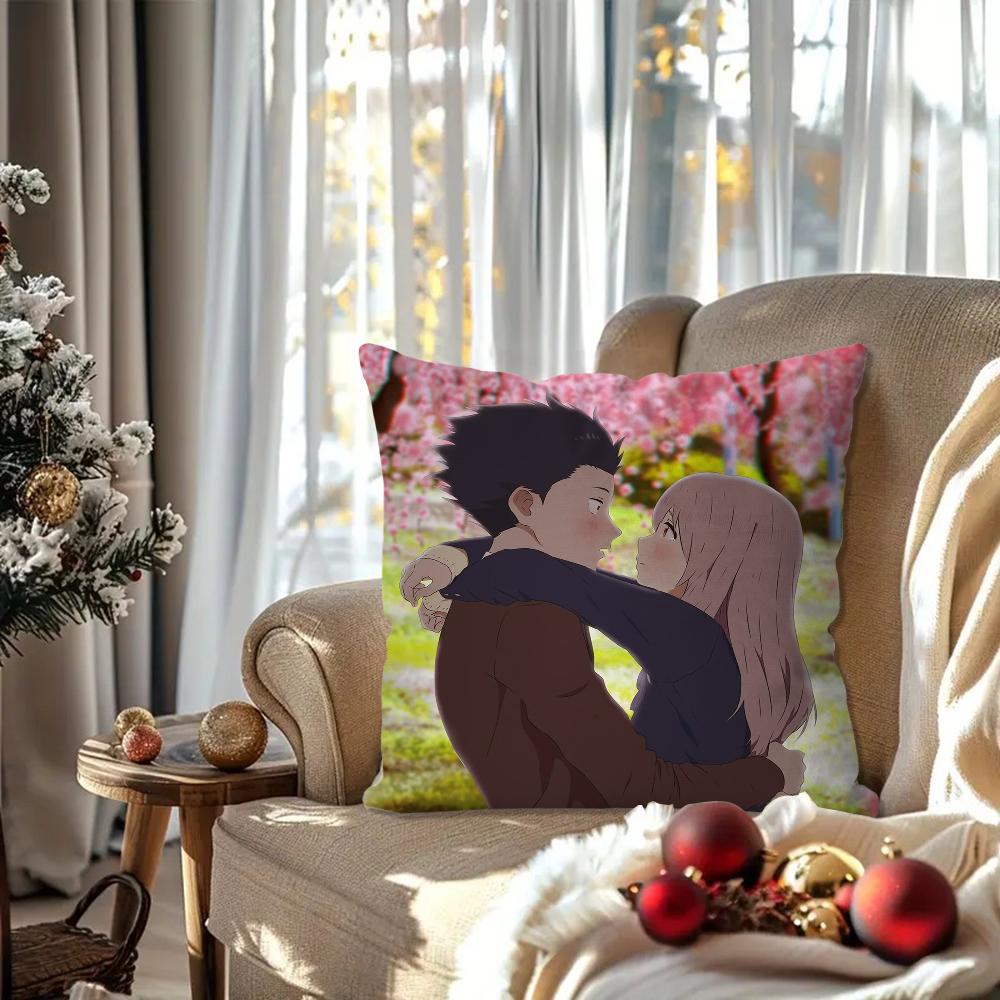 The Shape of Voice Animationskissenbezug Quadratisches Kissen Schlafzimmer Sofa Freizeit Komfortkissen Auto Wohnzimmer Heimdekoration 40X40