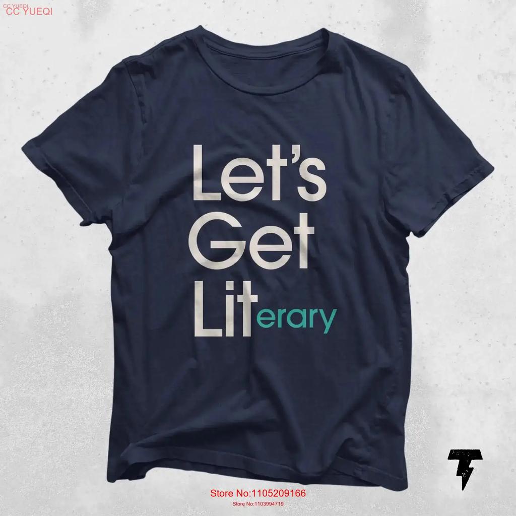 Book Lover T Shirt For Bookworms Lets Get LITerary Booksellers Reader Librarian vintage Washed Top For Everyday Wear fashion