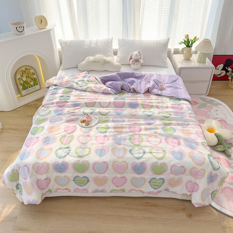 Class a Washed Double-Layer Yarn Soybean Fiber Children's Summer Cool Quilt Single Thin Quilt Double Air Conditioning Quilt