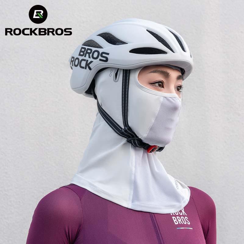 ROCKBROS Summer Cycling Face Mask Lightweight Breathable Cool Ice Silk Scarf With Glasses Holes Sunscreen Mask Cycling Headgear