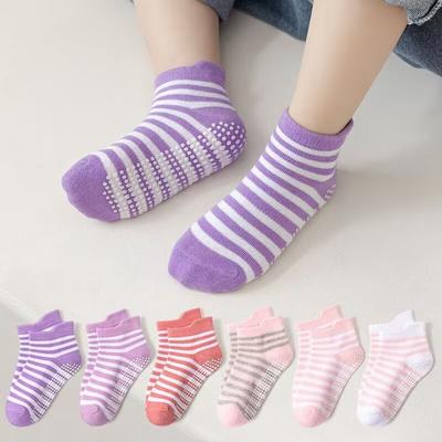 6 Pairs Baby Girls Boys Anti-slip Non Skid Socks with Grips Toddler Kids  All Seasons Cotton Socks 0-3years