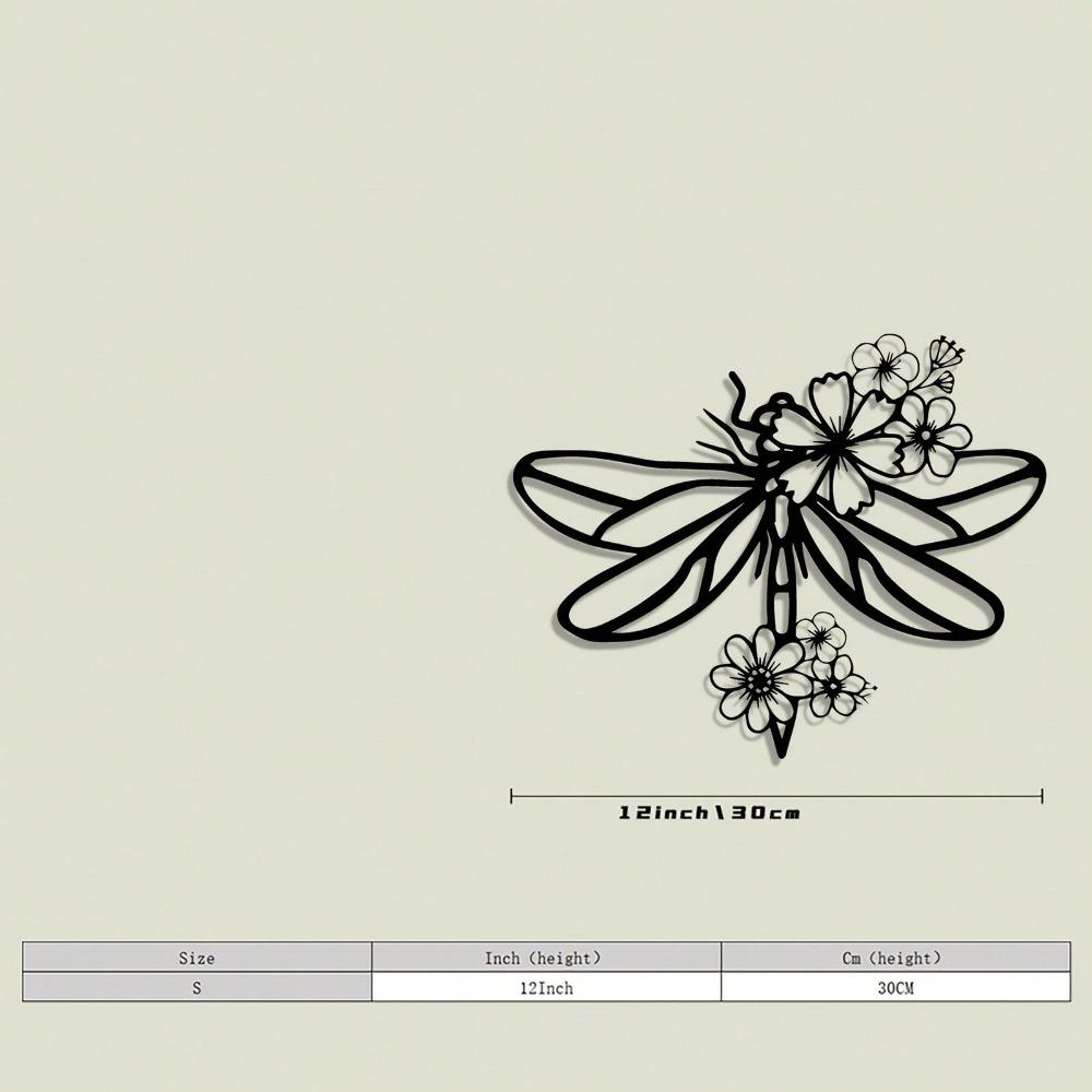 Dragonfly Iron Wall Art Rustic Metal Sculpture with Floral Details Indoor Outdoor Room Decor