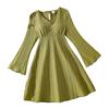 Girls' Fashionable Green Dress for Children, Spring-autumn Children's Sweet Princess Dress