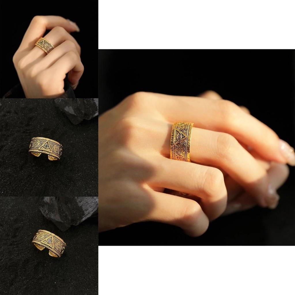 Fashionable Vintage Copper Eye Of God Ring For Women With Adjustable Size And Geometric Design