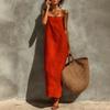 New summer clothing, European and American women's clothing, casual vacation style solid color suspender dress, long dress for women