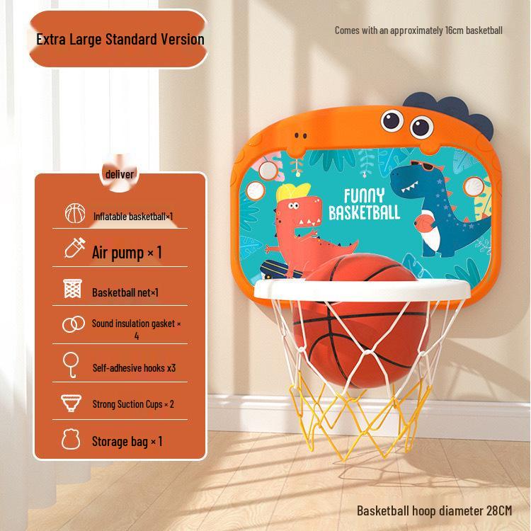 Toddler No-Drill Suction Cup Indoor Basketball Hoop - Silent Scoring Toy