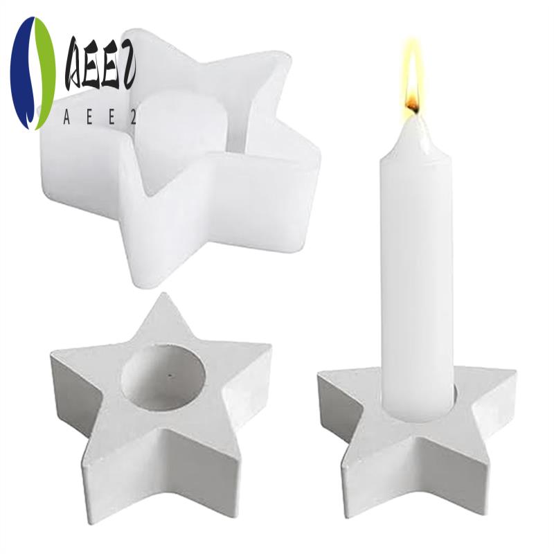 AEE2-Silicone Mould Candle Holder, Holiday Mould Candle Holder, DIY Silicone Candle Moulds Stars, Resin Holder Silicone Mould белый