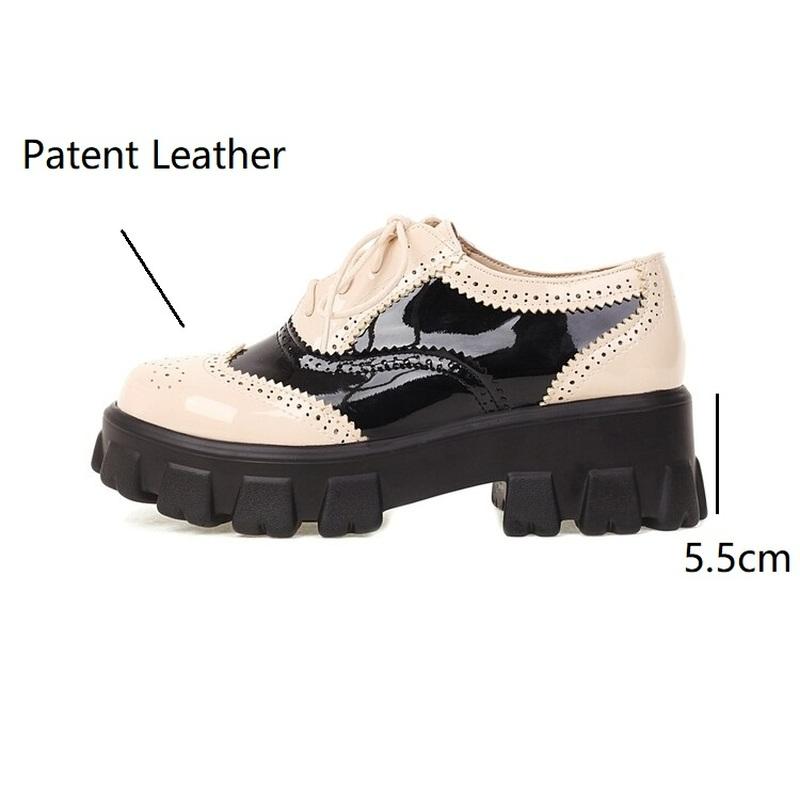 Trendy Brand Chunky Flats Platform Gothic Shoes Women Perforated British Brogues Oxfords Shoes Female Derby Flats
