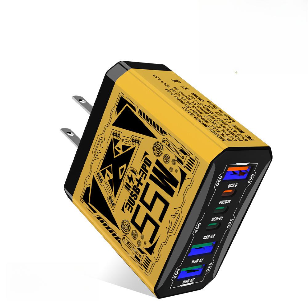 

25 Вт 6 в 1 3 USB 3 Type C быстрая зарядка настенное зарядное устройство для iPhone Samsung Xiaomi Huawei Oppo мобильный телефон адаптер US Plug жёлтый