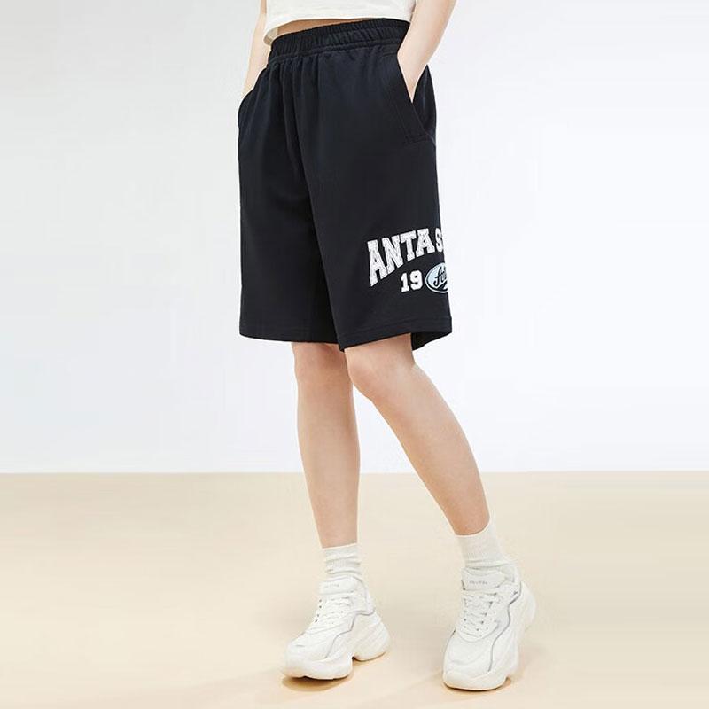 Anta Lifestyle Series Letter Print Knitted Five-Point Shorts Men shorts Basic-Black 152338311-2