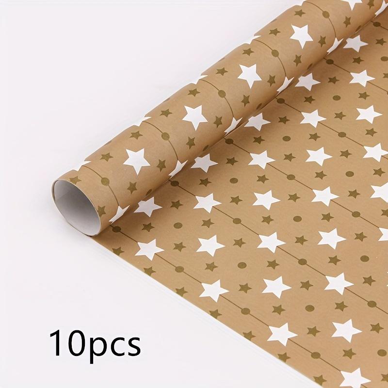10Pcs Golden Gift Wrapping Paper Holiday Simple Light Luxury Plaid Stripes Diy Book Wrapping Paper Gift Paper