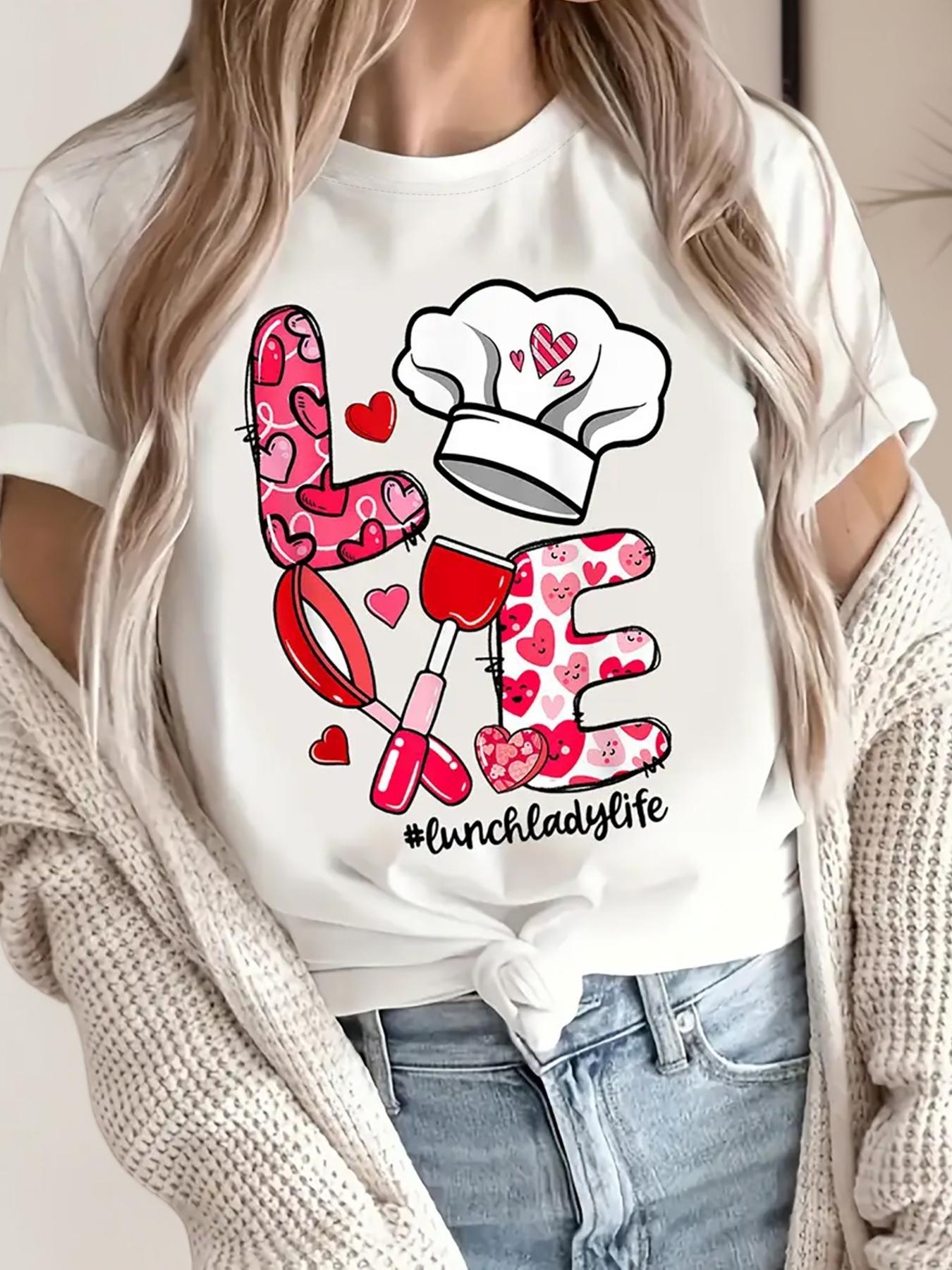 Heart Chef Hat Wine Lover LOVE Lunch Lady Life T-shirt XXXXL