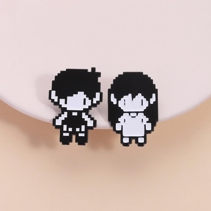 RPG Game Omori Pixel Figure Enamel Pin Anime Cosplay Omori Aubrey Kel Hero Sunny Metal Brooches Lapel Badge Funny Jewelry Gifts