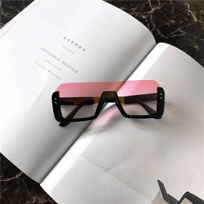 New One Body Type Sunglasses Women Decorative Rice Nail Half Frame Sun Glasses Outdoor Fashion Women Eyewear Uv400