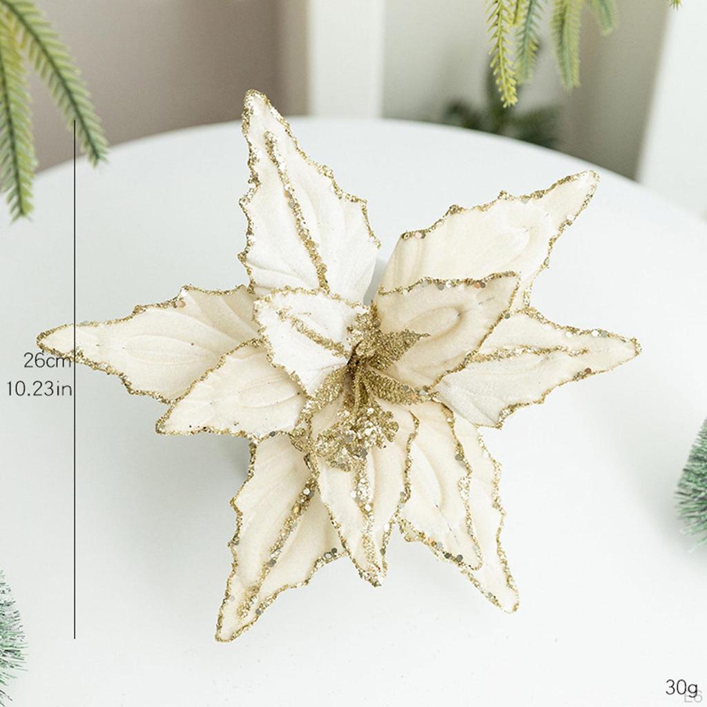 Künstliches Weihnachts-Samt-Mittelstück mit Blumen, Funkelnde Winterdekoration, Schmiedeeisen