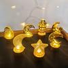Islamische Ramadan Lampendekorationen 2026 Muslimischer Halbmond Kerze LED Lampe Stern und Mond Laternen Desktop Partyzubehör Muslimisches Geschenk