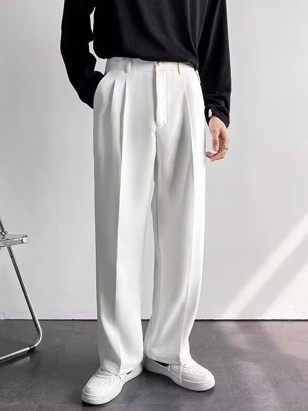 Men's Spring Japanese-Style Casual Black Wide-Leg Trousers 