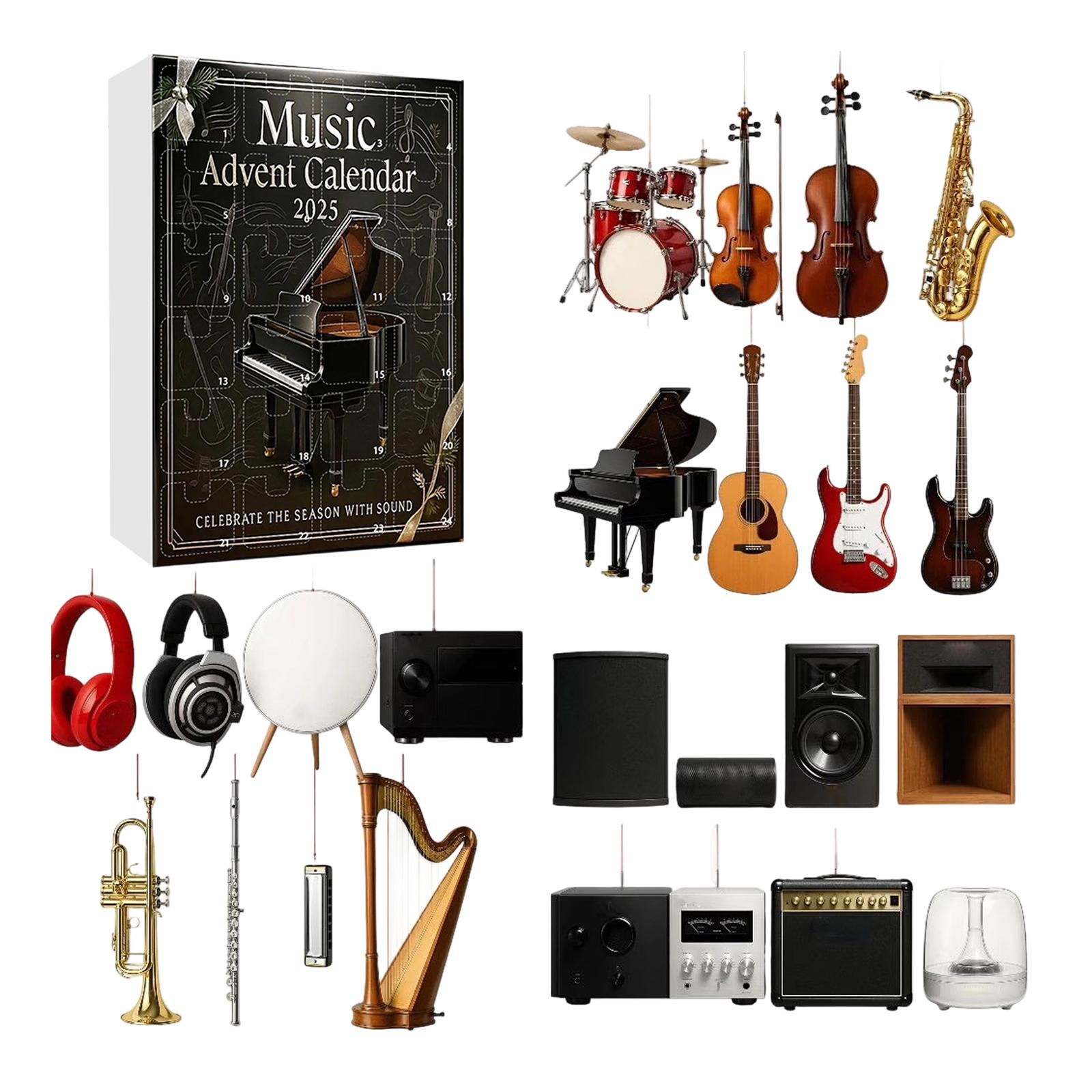 

2025 Advent Calendar, Celebrate The Holiday With Music, 2D Acrylic Ornaments, Christmas Tree Decorations One Size