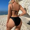 1011 European and American solid color rose drawstring strap split swimsuit bikini bikini