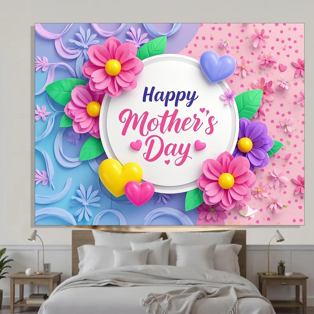 Frohen Muttertag Blumenhintergrund - Rosa & Lila Blumendesign für Fotostudios, Geburtstage, Jubiläen und Ganzjahresnutzung, Muttertagsgeschenk