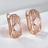 Rose Gold Color Dangle Earring For Women Full Shiny Natural Zircon Accessories Daily Fine Jewelry Crystal Gift