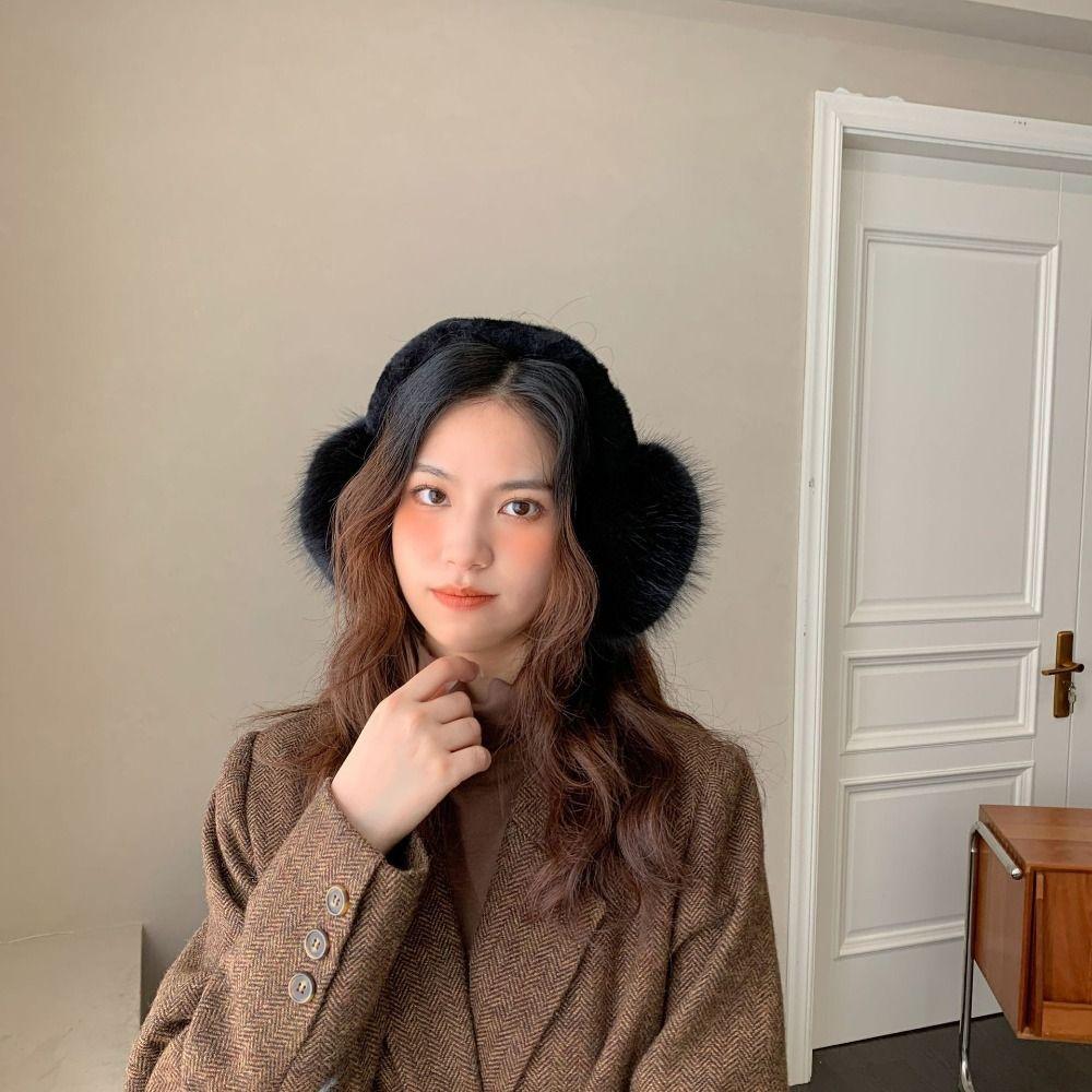 

Solid Color Winter Warm Earmuffs Thick Warm Folding Earflap Fashion Plush Ear Warmer чорний
