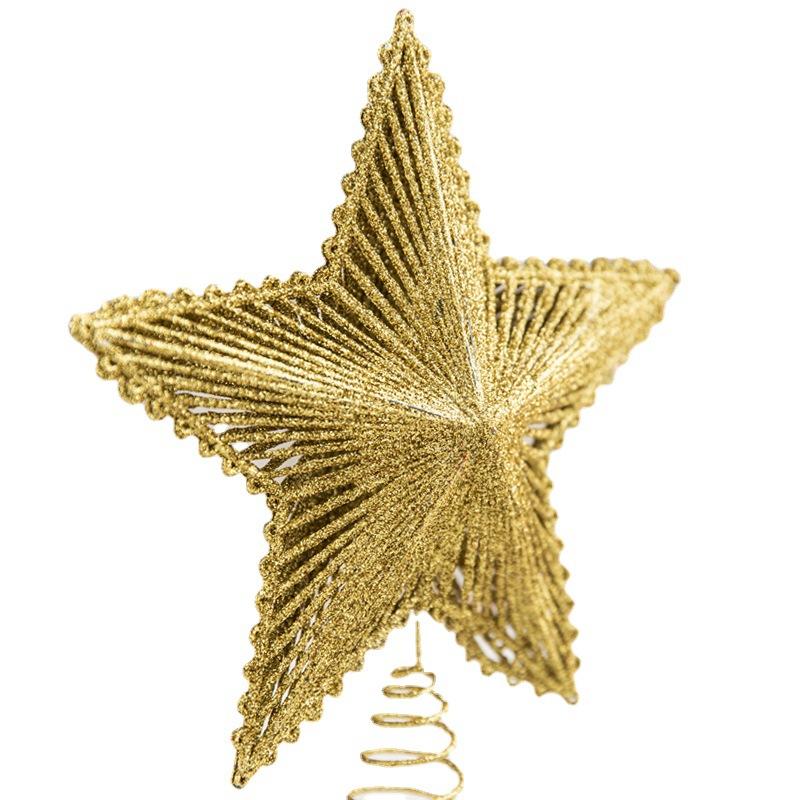 Christmas Tree Top Star Wrought Iron Ornament Five-Pointed Star Sequined Atmosphere Christmas Decorations Accessories