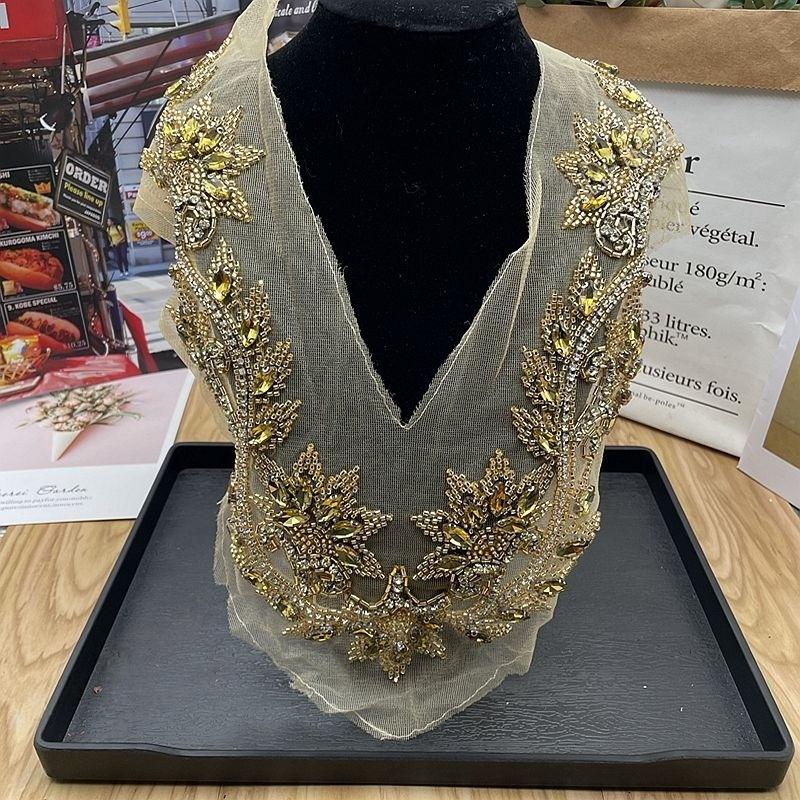 Beaded Lace Embroidery Collar Applique Patches DIY Collar Trim Dress Clothing Decorative Accessorie Material Sew On Patches