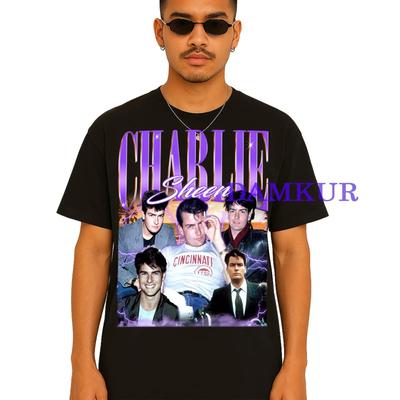 Vintage Charlie Sheen Homage T Shirt Retro 90s Actor Harper Merch Casual For Fans Vintage Breathable Fashion