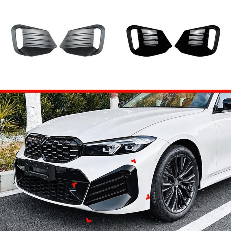 For BMW 3 Series G20 G21 LCI M Sport + Front Fog Lamp Grille Decorative Cover Stickers Side Canards Splitters