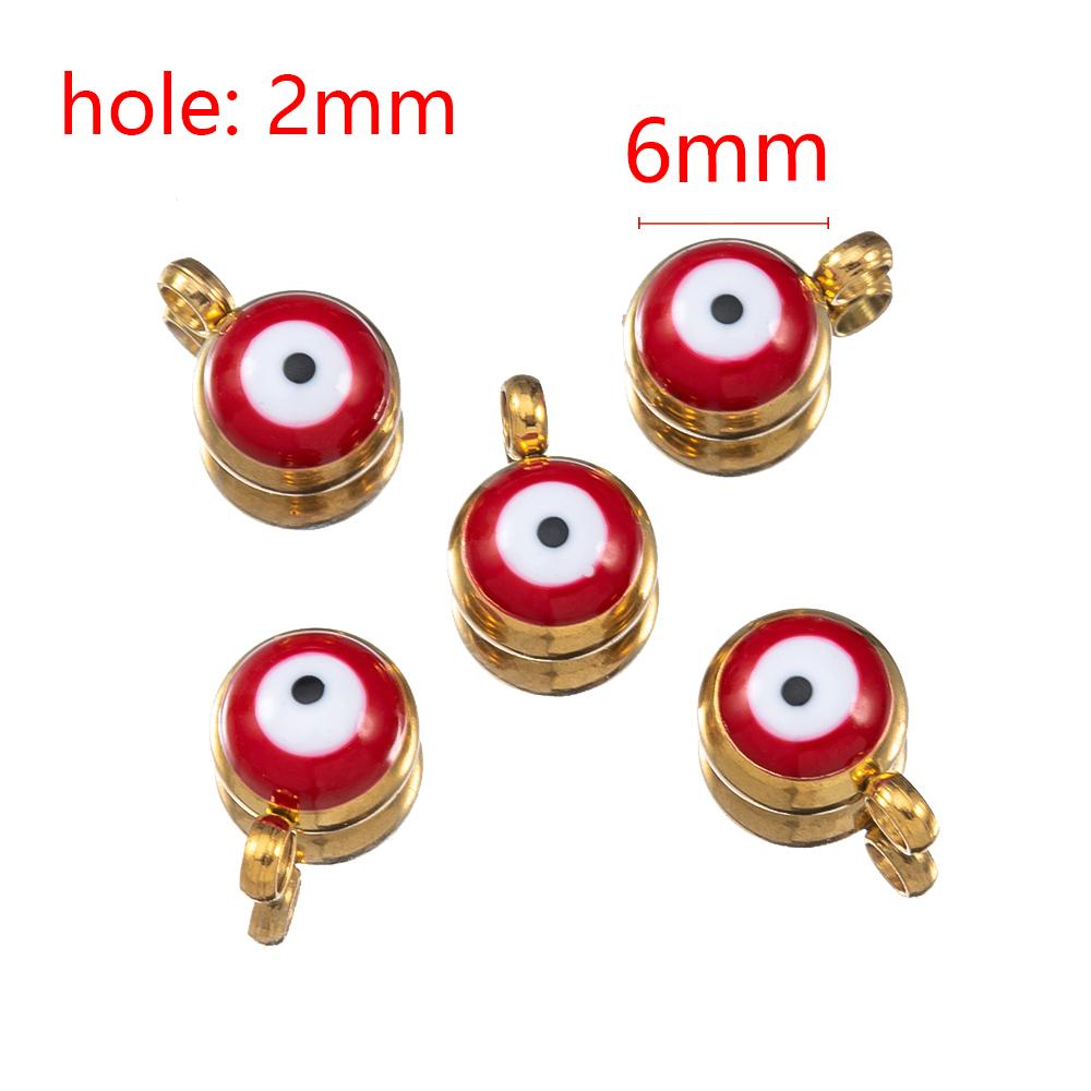 20pcs Round Ball Charms Stainless Steel Turkish Evil Eye Earring Pendant Base DIY Boho Jewelry Making Bracelet Supply Mix Color