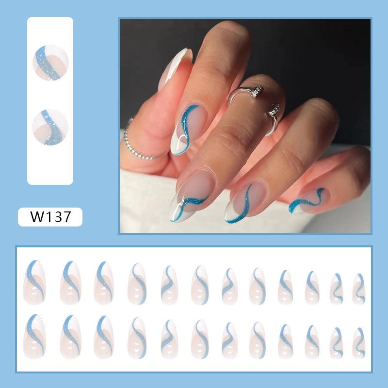 24Pcs Purple Floral Almond Ballerina Press On Nails Medium Detachable False Nail Tips With Fresh Flower Design For Manicure