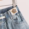 Damen Retro High-Waist Distressed Weitbeinige Jeans-Shorts