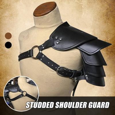 Medieval Renaissance Pirate Shoulder Armor Men's Knight Gladiator Pauldrons Gothic Steampunk PU Leather Chest Armour Cosplay