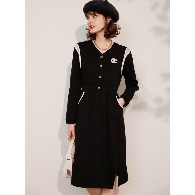 Bailuyu V-Neck Embroidered A-Line Midi Dress L