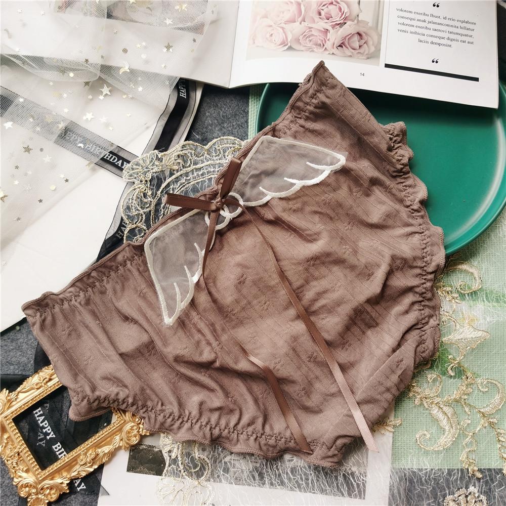 Briefs Cute Elastic Big Jacquard Dark Ice Silk Underwear Sexy Low-rise Women's Panties