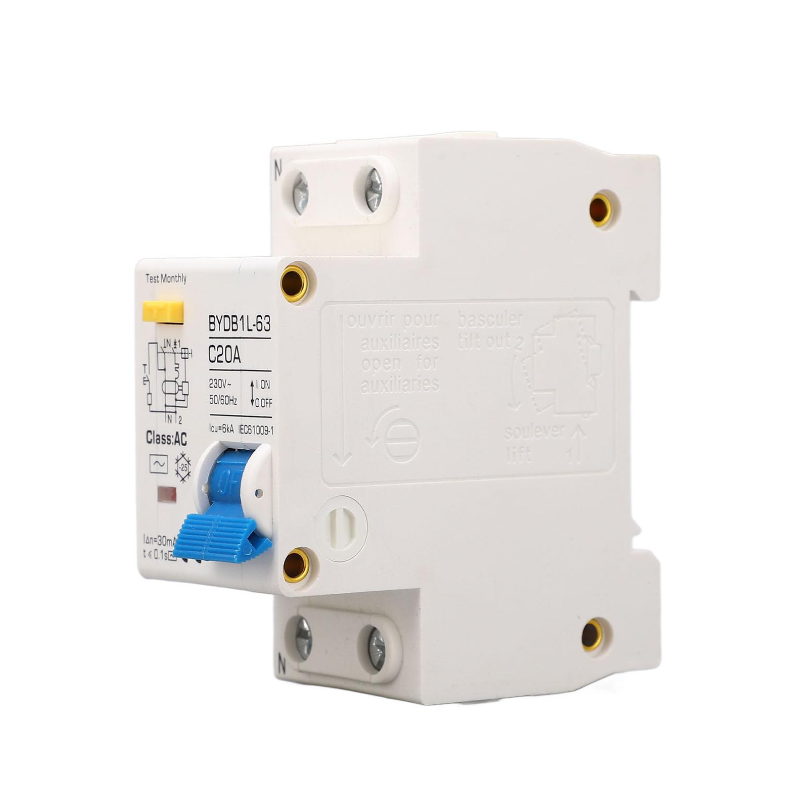 

Захист від витоку змінного струму Pa66 Вогнезахисний корпус 20A 1P N Автоматичний вимикач для дому 230 В