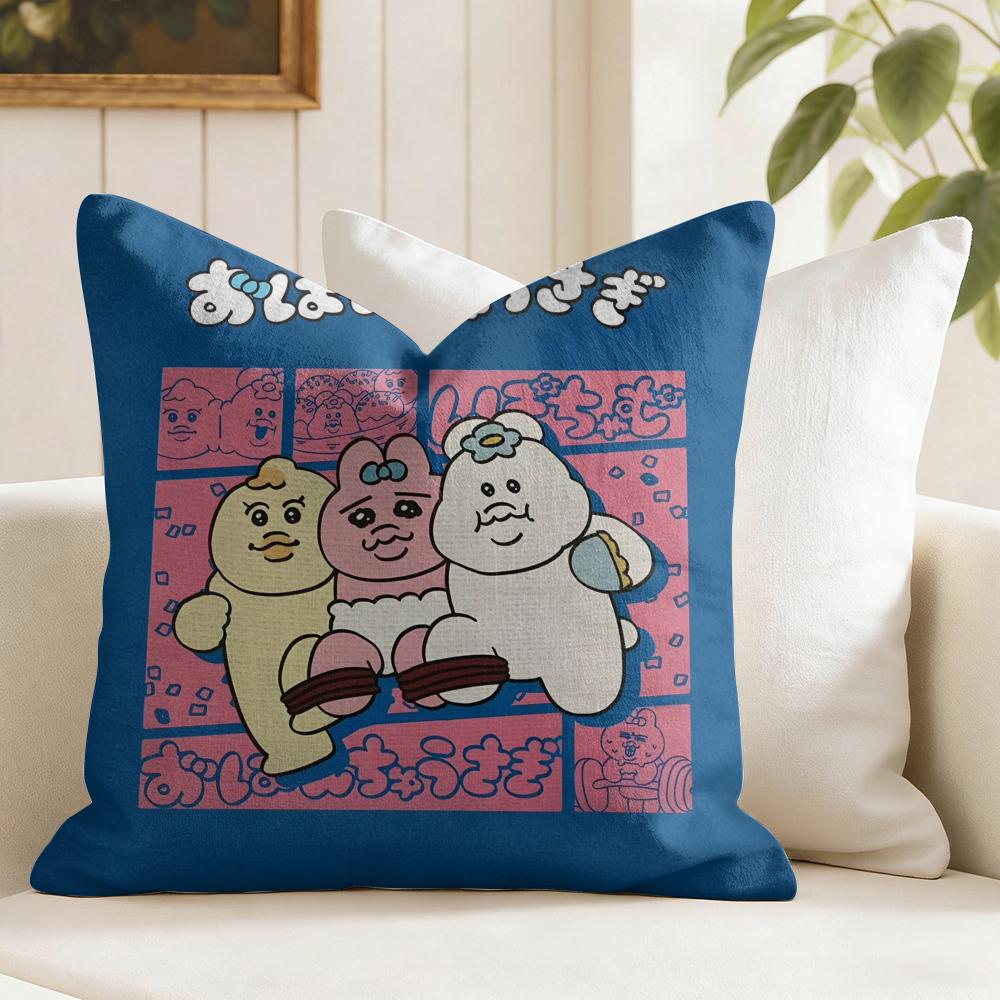 Kawaii OOpanchu Usagi Cushion Cover Eco Linen Pillow Case DoubleSided Print Breathable Durable Zipper Home Decor Gift