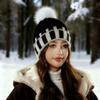 1Pc Plush Hat Winter Ear Protection Cold Protection Single Ball Cycling Color Blocked Polyester Imitation Fox Fur