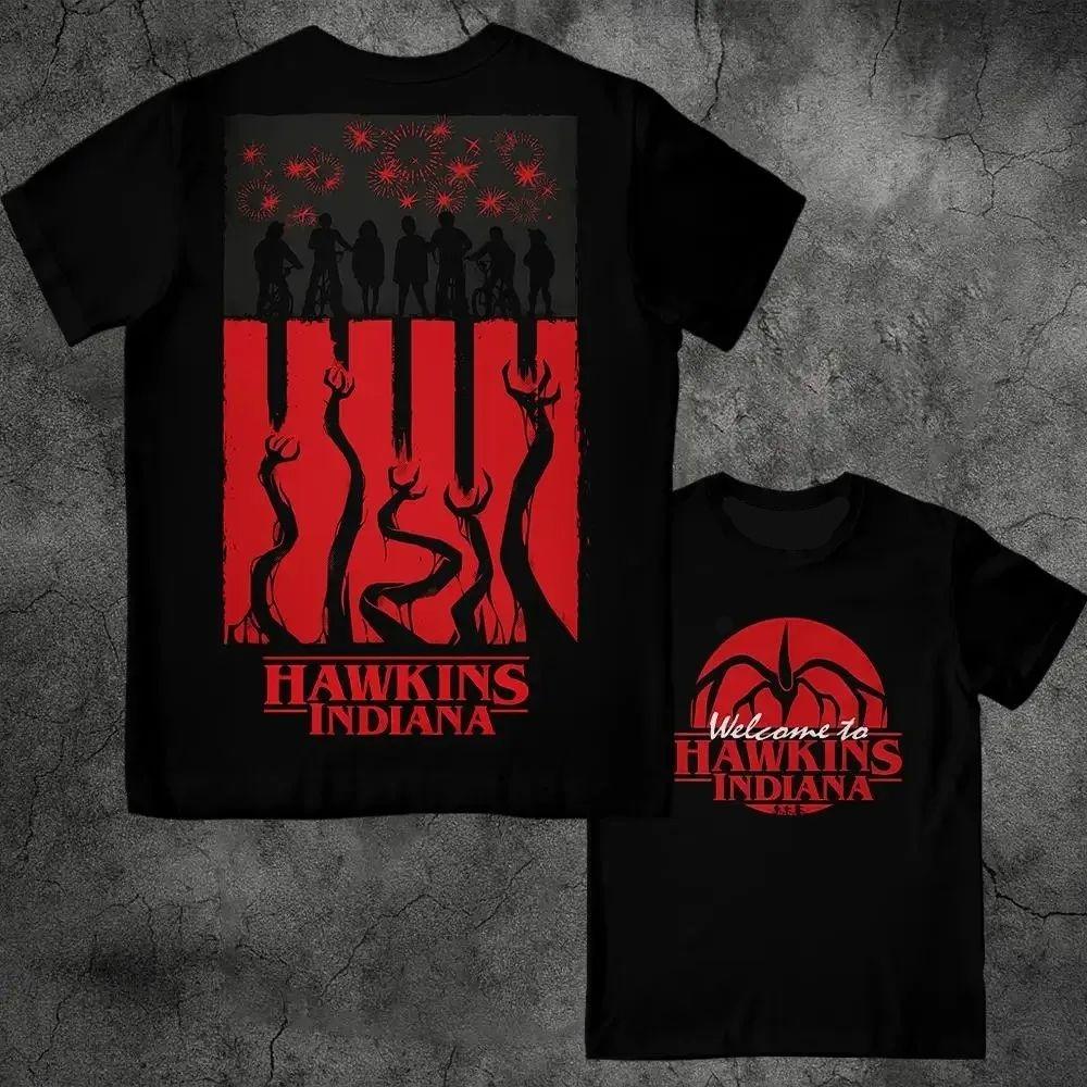 Cotton Eddie Munson Stranger Vintage Print Tshirt Demogorgon Cannibal Flower Hawkins Pattern Tshirt Y2K Streetwear Top