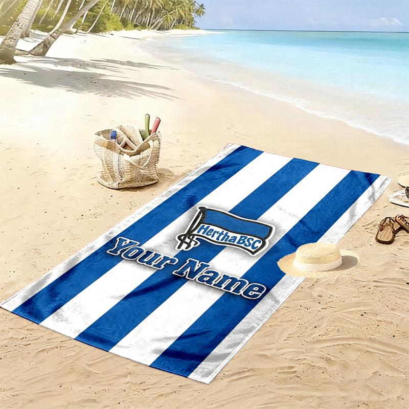 Hertha BSC Custom Name Print Beach Towel, Large Soft Quick Dry Towel for Beach Camping Swimming