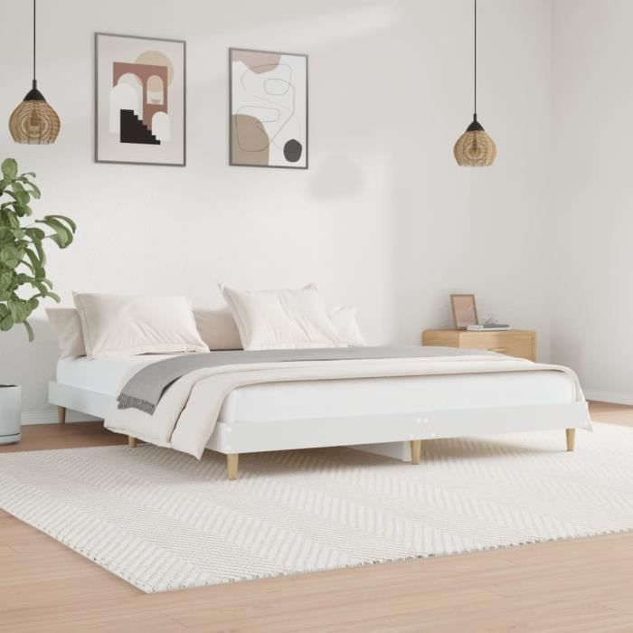 VidaXL Cadre de lit blanc 140x200 cm bois d'ingénierie 832037