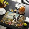 1pcs Boston Terrier Linen Placemats,  Decorative Dog Design for Dining, Kitchen, Indoor Festivals, and Home Decor