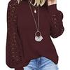 2025 Women's Lace-Trimmed Round Neck Long-Sleeve Loose Top