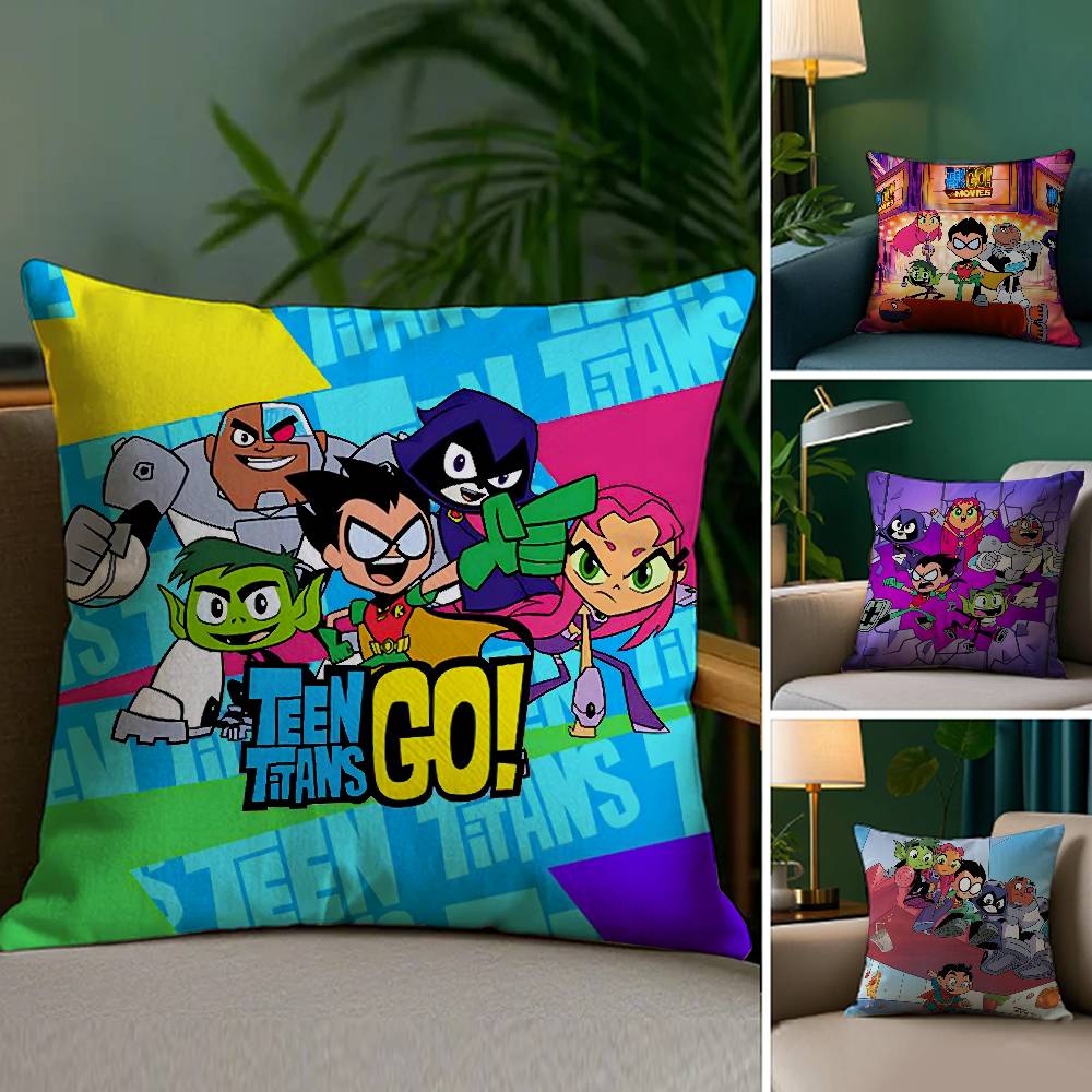 TTeen TTitans Go Pillow Case Plush Fabric Soft Double Sided Print Sofa Cushion Cover Throw Pillow Covers