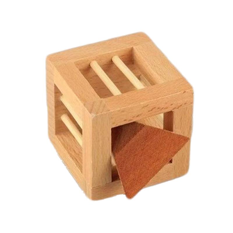 Cage Apart Triangle Wooden Brain Teaser Puzzle Cube IQ Logic Training Disentanglement Educational Toys For Kids Teens Adults